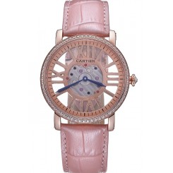 Best Cartier Rotonde Skeleton Flying Tourbillon Light Pink 621960