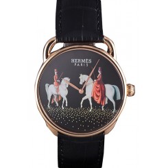 Best Imitation Hermes Classic Croco Leather Strap Black Dial 801397