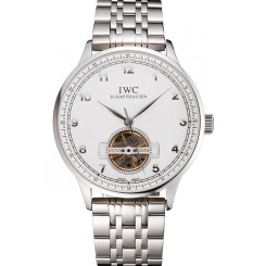 Best Imitation IWC Portugieser Tourbillon White Dial Stainless Steel Case And Bracelet