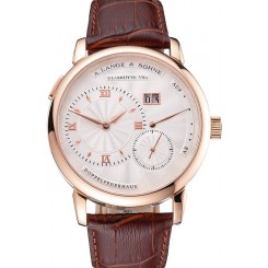 Best Quality A. Lange & Sohne Lange 1 White Dial Rose Gold Case Brown Leather Strap