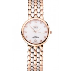 Best Quality Omega De Ville Prestige White Dial With Diamonds Rose Gold Case Two Tone Bracelet