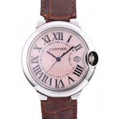 Best Replica Cartier Ballon Bleu 38mm White Dial Stainless Steel Case Brown Leather Bracelet