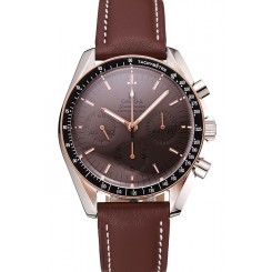 Best Replica Swiss Omega Speedmaster Professional Brown Dial Gold Accents Brown Leather Bracelet 1453938