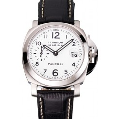 Best Swiss Panerai Luminor Marina White Dial Stainless Steel Case Black Leather Strap