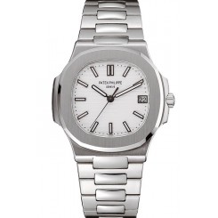 Best Swiss Patek Philippe Nautilus White Dial Stainless Steel Bracelet 1453946