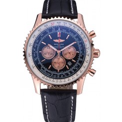 Breitling Navitimer 01 Black Dial Rose Gold Case Black Leather Bracelet 622503