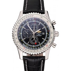 Breitling Navitimer World Black Dial Black Leather Bracelet 622513