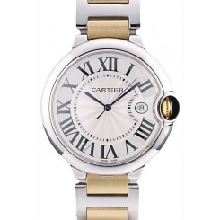 Cartier Ballon Bleu 42mm White Dial Stainless Steel Case Two Tone Gold Bracelet