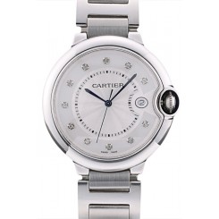 Cartier Ballon Bleu 42mm White Dial Stainless Steel Case Two Tone Silver Bracelet