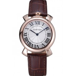 Cartier Rotonde Blue Crown Brown Leather Bracelet 621974