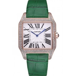 Cartier Santos 100 Diamond Rose Gold Bezel 621930