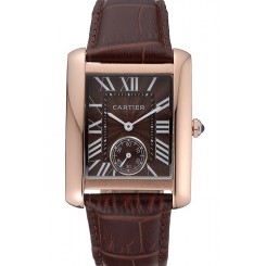 Cheap Cartier Tank MC Gold Case Brown Dial Brown Leather Strap 622175