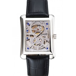 Cheap Swiss Piaget Emperador Tourbillon Skeleton Silver Case Brown Leather Bracelet 1453945