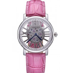 Copy High Quality Cartier Rotonde Skeleton Flying Tourbillon Pink 621973