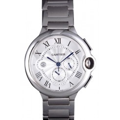 Copy Luxury Cartier Ballon Bleu Chronograph White Dial Stainless Steel Case And Bracelet