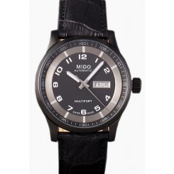Copy Mido Multifort Black Croco Leather Strap Black-Silver Dial 80296