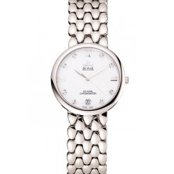 Copy Omega De Ville Prestige White Dial With Diamonds Stainless Steel Case And Bracelet