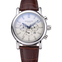 Copy Patek Philippe Grand Complications Perpetual Calendar Stainless Steel Case White Dial Silver Chronograph 622264