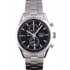 Copy Tag Heuer SLR Polished Stainless Steel Case Black Dial Stainless Steel Strap