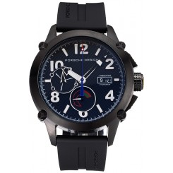 Designer Knockoff Porsche Design Indicator Black Dial Black PVD Case Black Rubber Strap