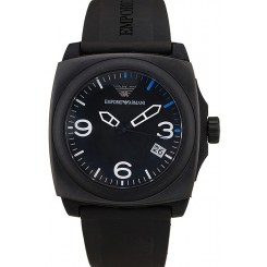 Emporio Armani Classic Black Rubber Strap Black Ceramic Bezel