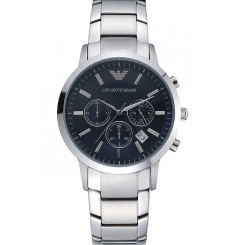 Emporio Armani Classic Chronograph Dark Blue Dial Stainless Steel Bracelet 622338