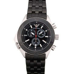 Fake Best Emporio Armani Sportivo Black Ion Plated Bezel Black Dial Chronograph
