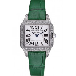 Fake Cartier Santos 100 Diamond Silver Bezel 621914