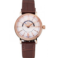 Fake Fashion IWC Portofino Day And Night Silver Dial Rose Gold Case Brown Leather Strap