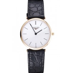 Fake Longines La Grande Classique White Dial Black Leather Strap Homme 622115