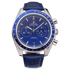Fashion Replica Omega Speedmaster Blue Dial Stainless Steel Case Blue Leather Strap 622808