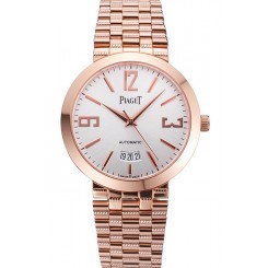 Fashion Swiss Piaget Traditional White Dial Gold Case Gold Stainless Steel Strap