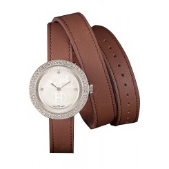 Hermes Classic MOP Dial Brown Elongated Leather Bracelet 801393