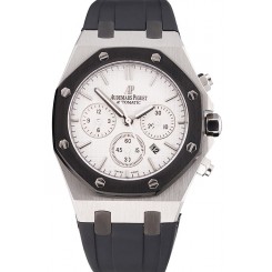 Hot Swiss Audemars Piguet Royal Oak Chronograph White Dial Stainless Steel Case Black Rubber Strap 622865