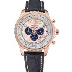 Imitation Breitling Navitimer Rosegold Bezek Leather Strap White Dial