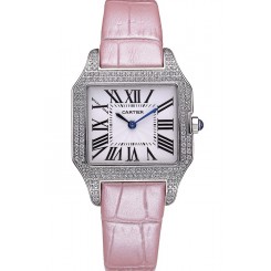 Imitation Cartier Santos 100 Diamond Silver Bezel 621910