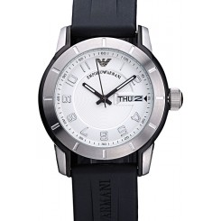 Imitation Emporio Armani Classic Black Rubber Strap White Dial