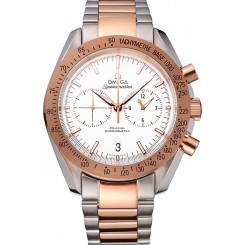 Imitation Fashion Omega Speedmaster White Dial Gold Bezel Stainless Steel Case Two Tone Bracelet 622803