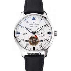 Imitation IWC Pilot Tourbillon White Dial Stainless Steel Case Black Textile Strap