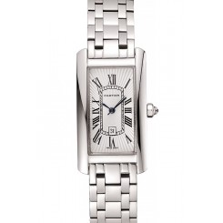 Imitation Luxury Cartier Tank Americaine 21mm White Dial Stainless Steel Case And Bracelet
