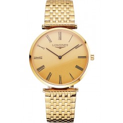 Imitation Swiss Longines Grande Classique Gold Dial Roman Numerals Gold Case And Bracelet