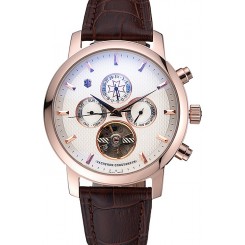 Imitation Top Vacheron Constantin Patrimony Traditionnelle Gold Case Brown Leather Strap 622303