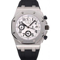 Knockoff AAA Swiss Audemars Piguet Royal Oak Offshore White Dial Stainless Steel Case Black Rubber Strap 622853
