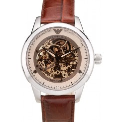 Knockoff Emporio Armani Meccanico Brown Leather Strap Open Dial 98249