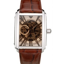 Knockoff Emporio Armani Meccanico Brown Leather Strap Open Dial 98255