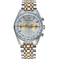 Knockoff Emporio Armani Sportivo Chronograph Silver Dial Two Tone Stainless Steel Bracelet 622350