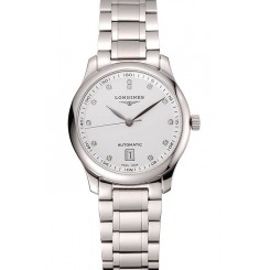 Knockoff Hot Swiss Longines Master White Dial Diamond Hour Markers Stainless Steel Bracelet 1453927
