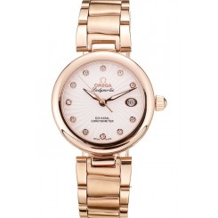 Knockoff Omega DeVille Ladymatic Rose Gold Stainless Steel Strap White Dial