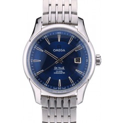 Knockoff Omega Swiss DeVille Stainless Steel Bezel Blue Dial 7602
