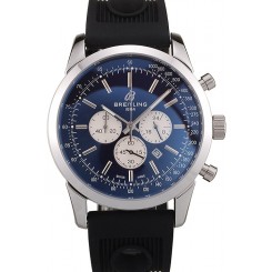 Luxury Imitation Breitling Transocean Black Dial Black Rubber Strap Polished Stainless Steel Bezel